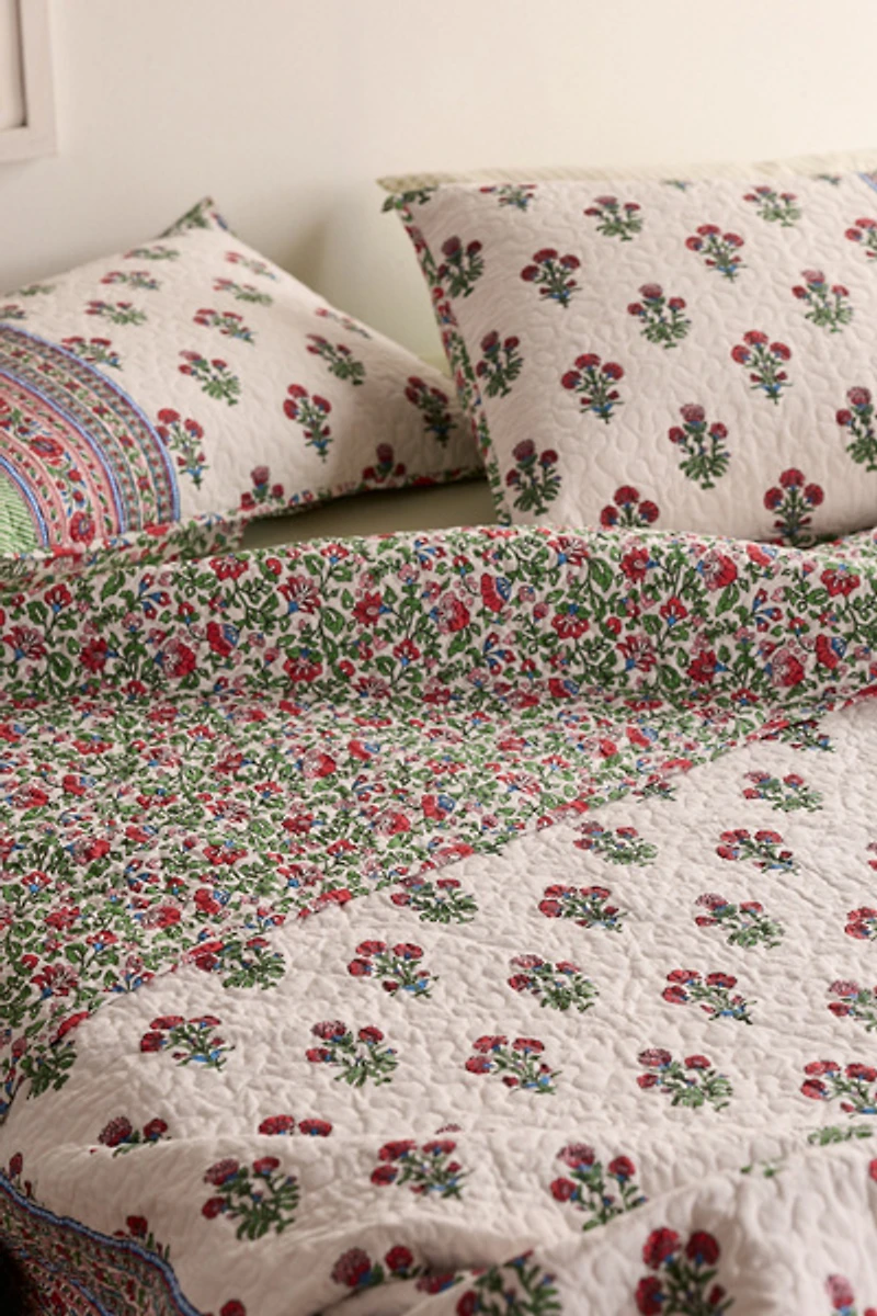 Serena Floral Reversible Cotton Quilt Set