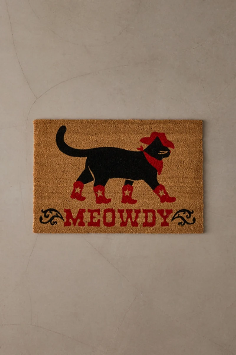 Meowdy Western Cat Textural Coir Doormat