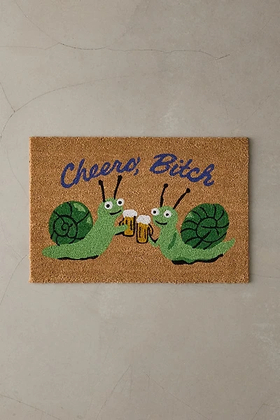 Cheers Snails Printed Coir Doormat