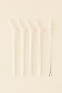 Sculpted Butterfly Glass Straw Set