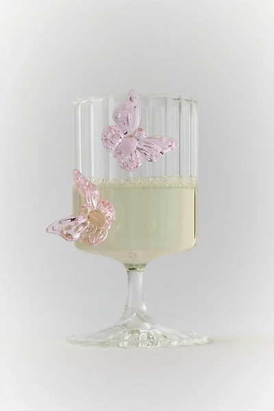 Butterfly Sculpted Fluted Wine Glass