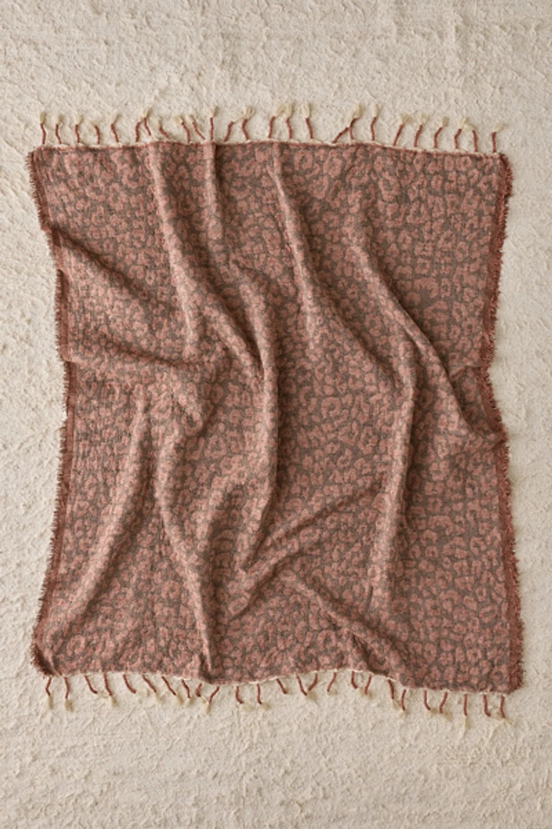 Leopard Print Woven Throw Blanket