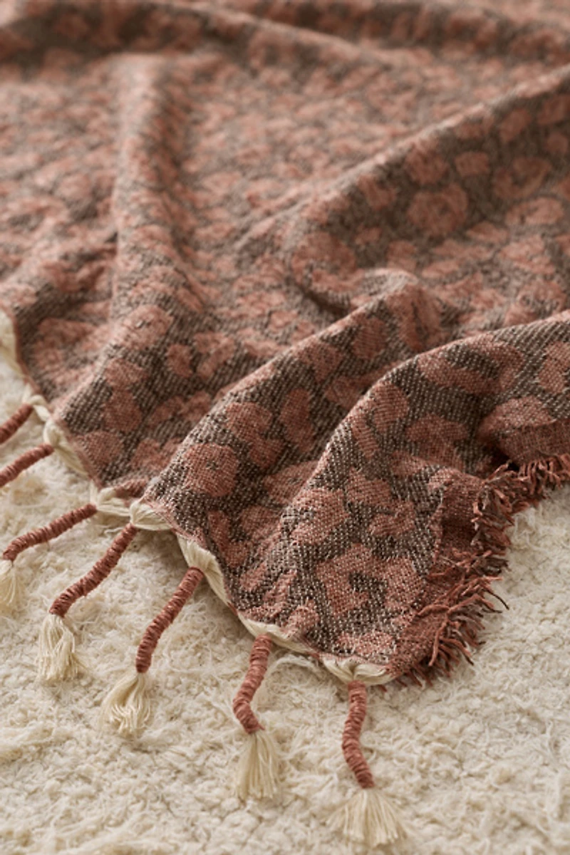Leopard Print Woven Throw Blanket
