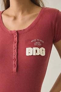 BDG Applique Graphic Short Sleeve Henley Tee