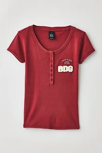 BDG Applique Graphic Short Sleeve Henley Tee