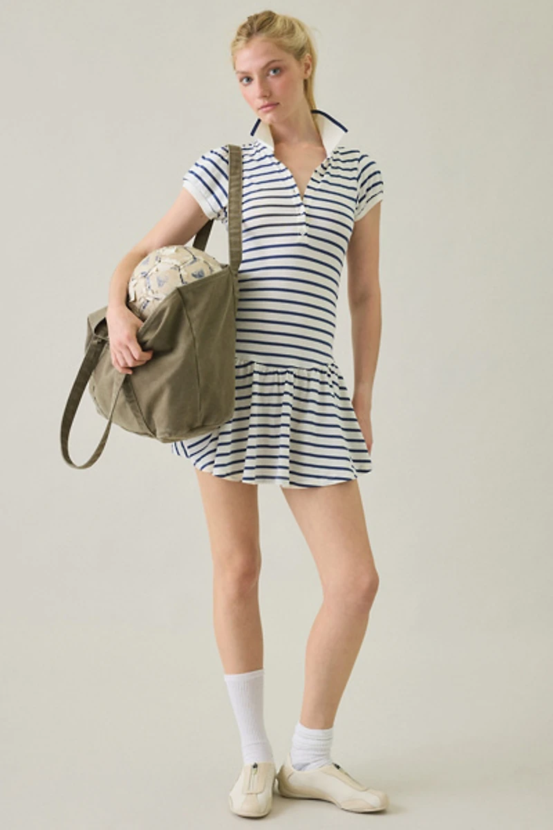 Kimchi Blue Short & Sweet Puff Sleeve Polo Mini Dress