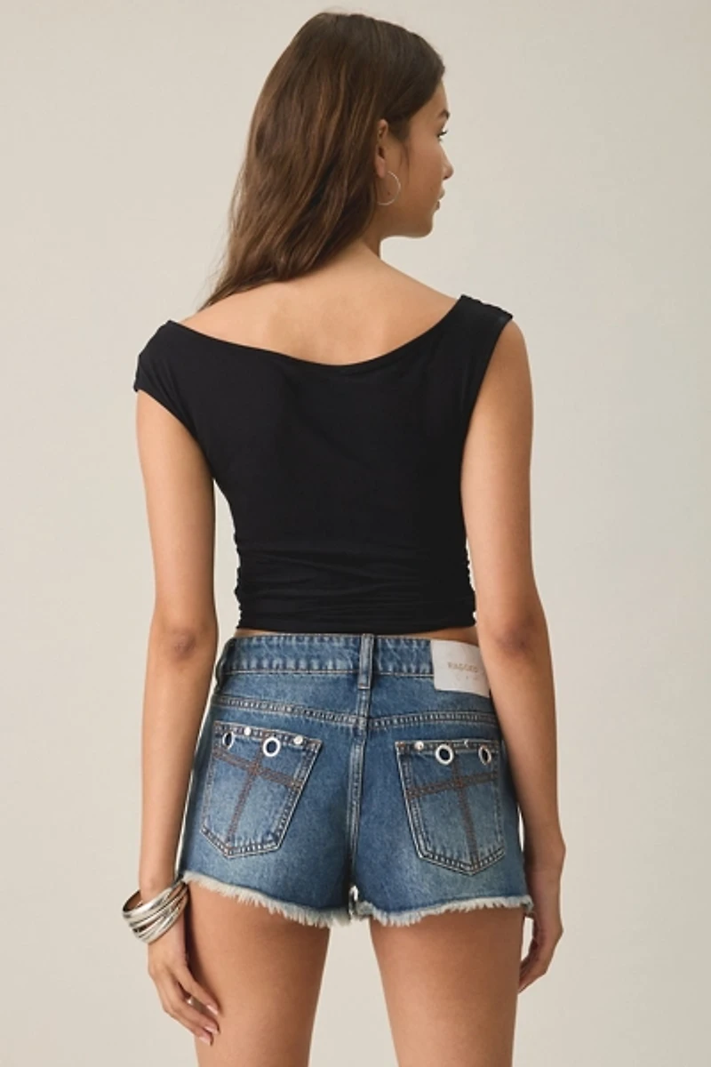 The Ragged Priest Kustom Grommet Denim Micro Shorts