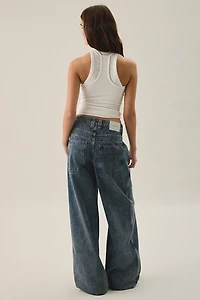 The Ragged Priest Puncture Eyelet Studded Mid-Rise Baggy Jeans