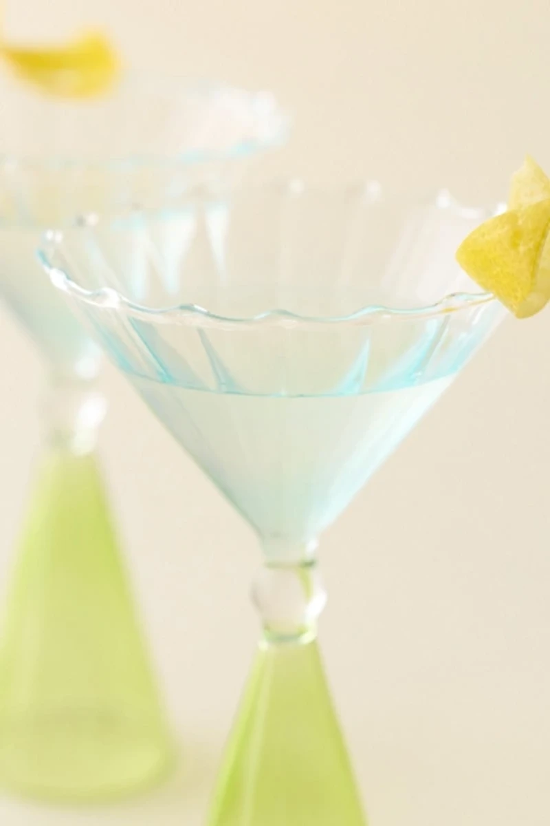 Scalloped Colorblock Dual-Sided Martini Glass - Set Of 2