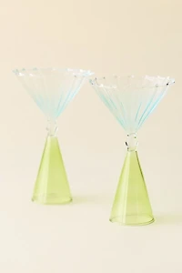 Scalloped Colorblock Dual-Sided Martini Glass - Set Of 2