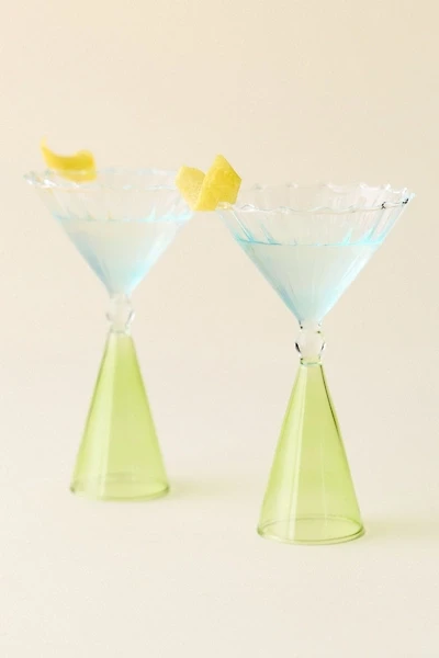 Scalloped Colorblock Dual-Sided Martini Glass - Set Of 2