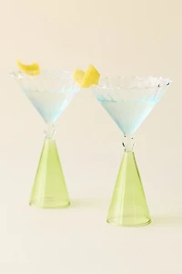 Scalloped Colorblock Dual-Sided Martini Glass - Set Of 2