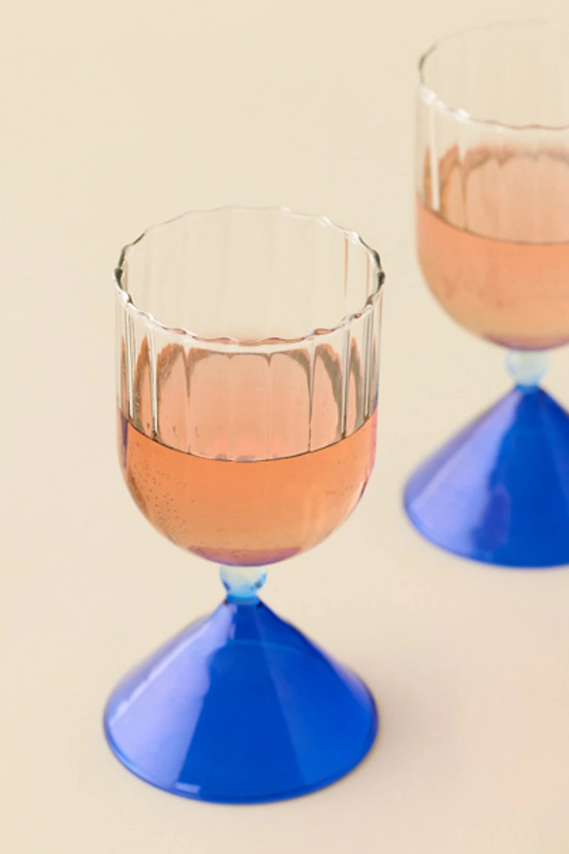 Scalloped Colorblock Dual-Ended Wine Glass - Set Of 2