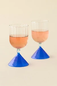 Scalloped Colorblock Dual-Ended Wine Glass - Set Of 2