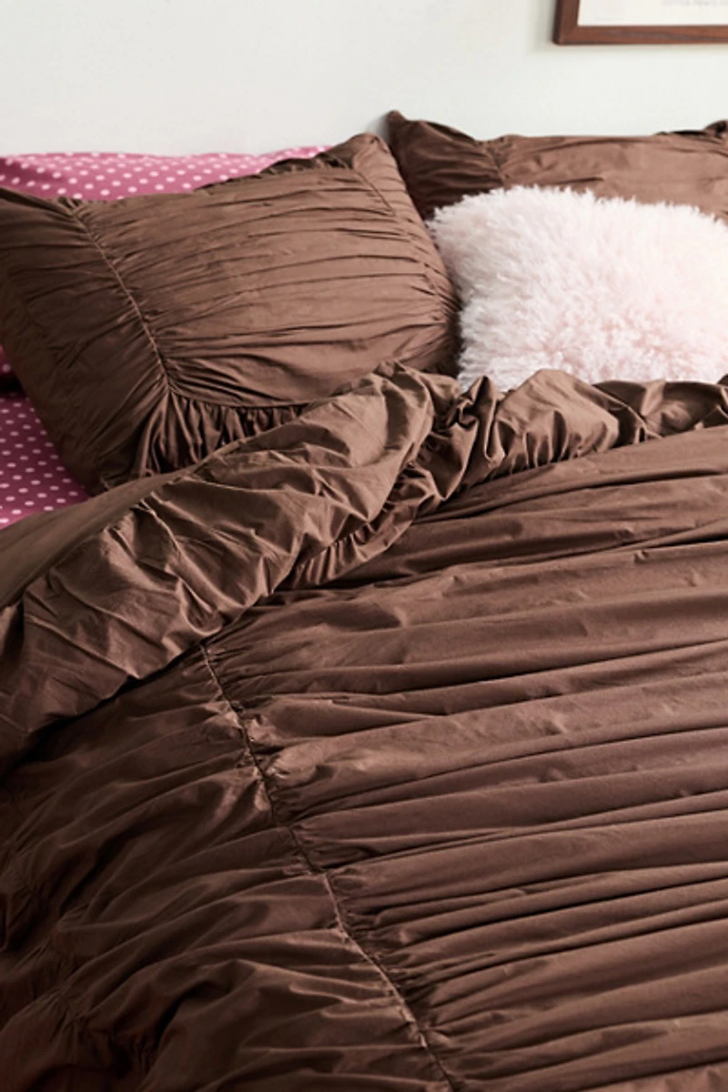 Divine Ruched Cotton Percale Duvet Cover