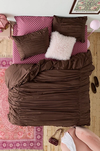Divine Ruched Cotton Percale Duvet Cover