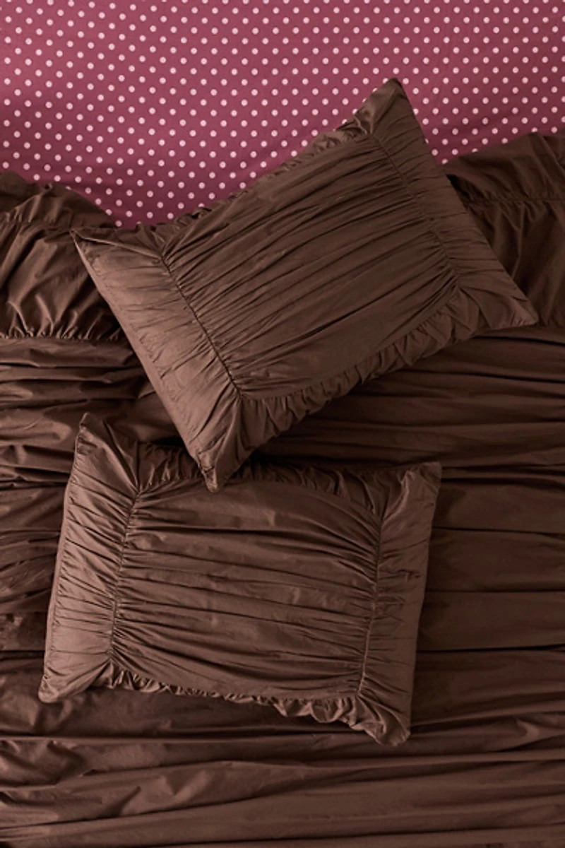 Divine Ruched Cotton Percale Sham Set
