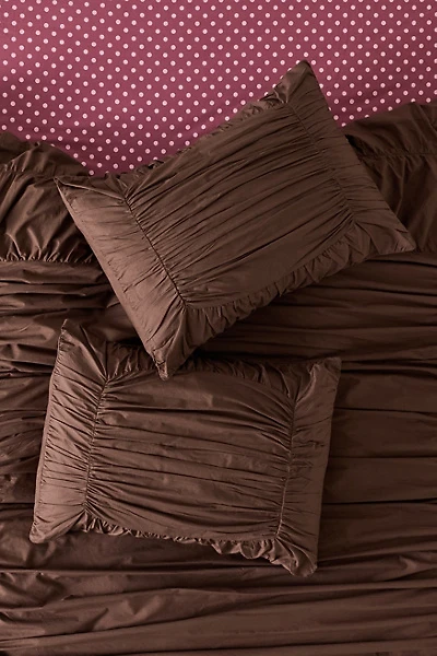 Divine Ruched Cotton Percale Sham Set