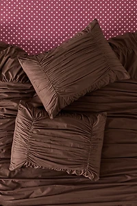 Divine Ruched Cotton Percale Sham Set