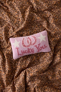 Lucky Horseshoes Tufted Wool Throw Pillow