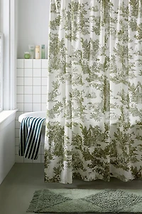 Frog Toile Patterned Shower Curtain