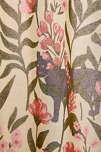 Wren Cat Greenery Patterned Shower Curtain