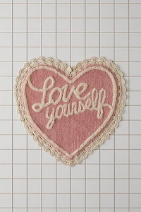 Love Yourself Heart Shape Tufted Bath Mat