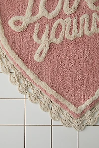 Love Yourself Heart Shape Tufted Bath Mat