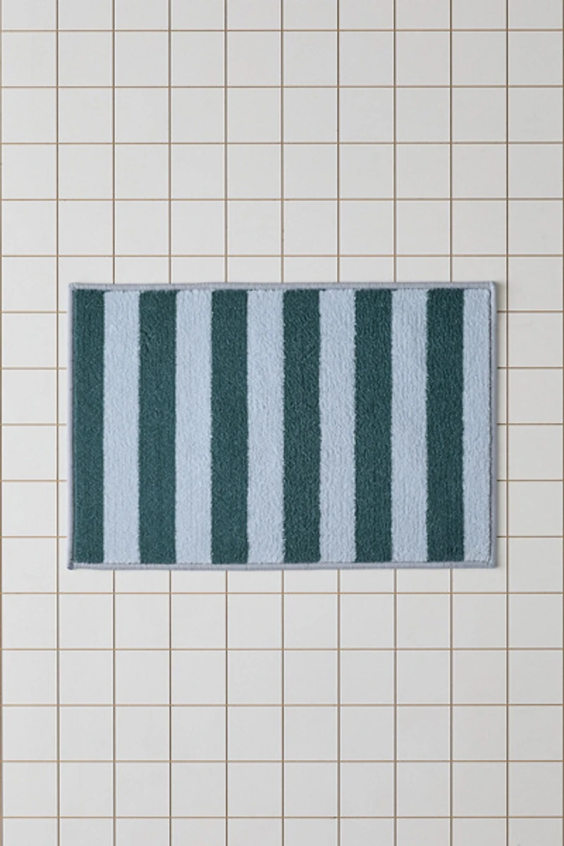 Awning Stripe Plush Printed Bath Mat