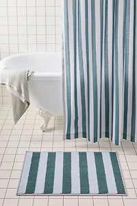 Awning Stripe Plush Printed Bath Mat