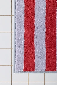 Awning Stripe Plush Printed Bath Mat