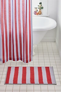 Awning Stripe Plush Printed Bath Mat