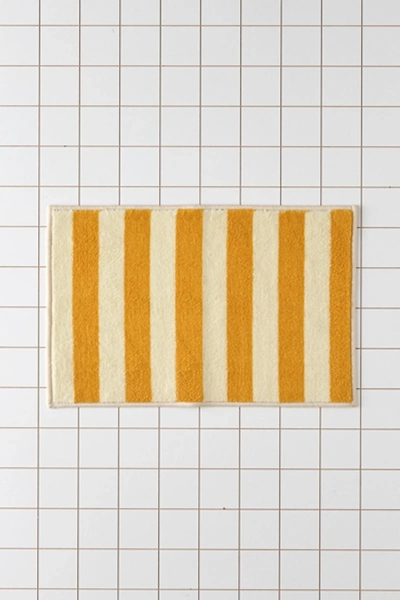 Awning Stripe Plush Printed Bath Mat