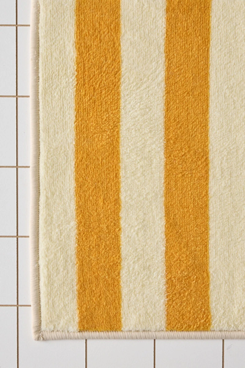 Awning Stripe Plush Printed Bath Mat