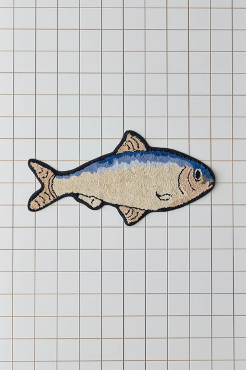 Fish Shaped Plush Tufted Bath Mat