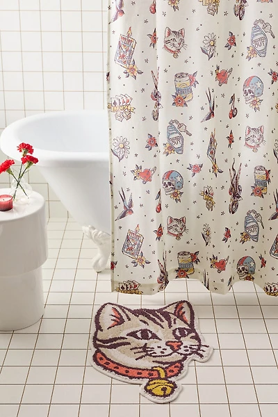 Ziggy Cat Shaped Tufted Bath Mat