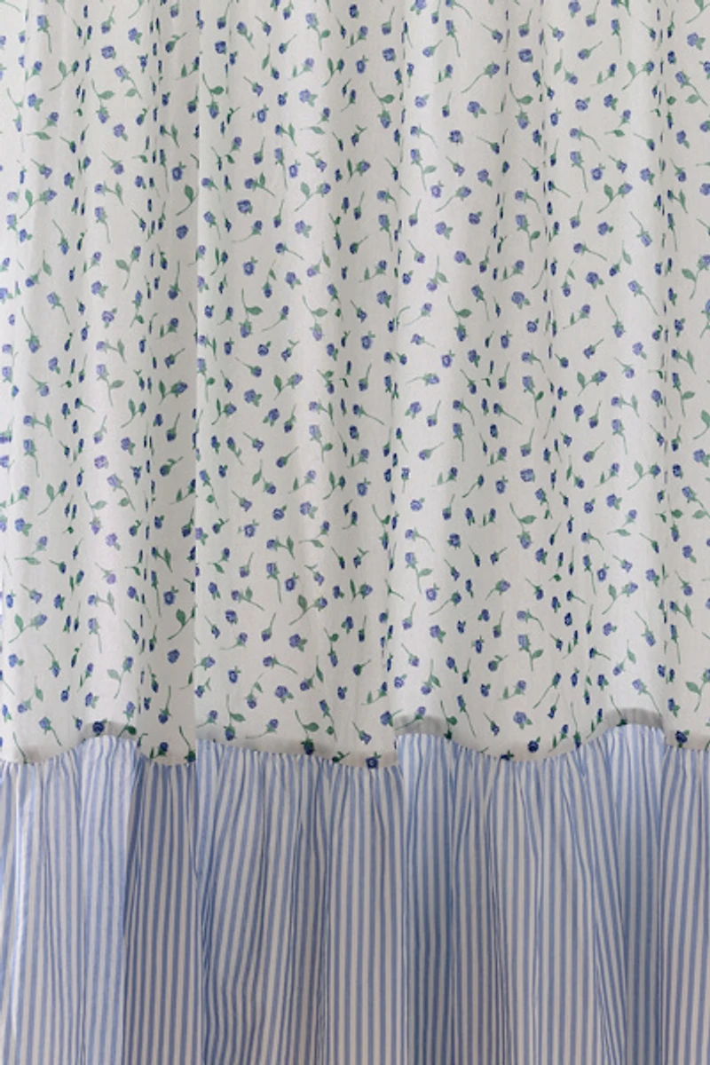 Maise Floral Patterned Ruffled Shower Curtain