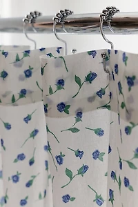 Maise Floral Patterned Ruffled Shower Curtain