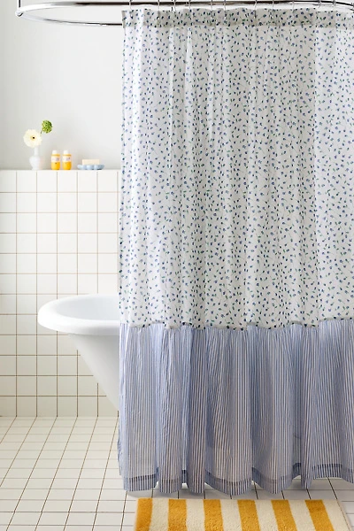 Maise Floral Patterned Ruffled Shower Curtain