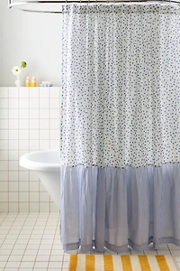 Maise Floral Patterned Ruffled Shower Curtain