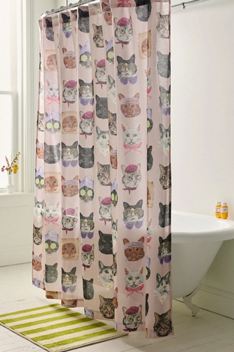 Sassy Cats Patterned Shower Curtain