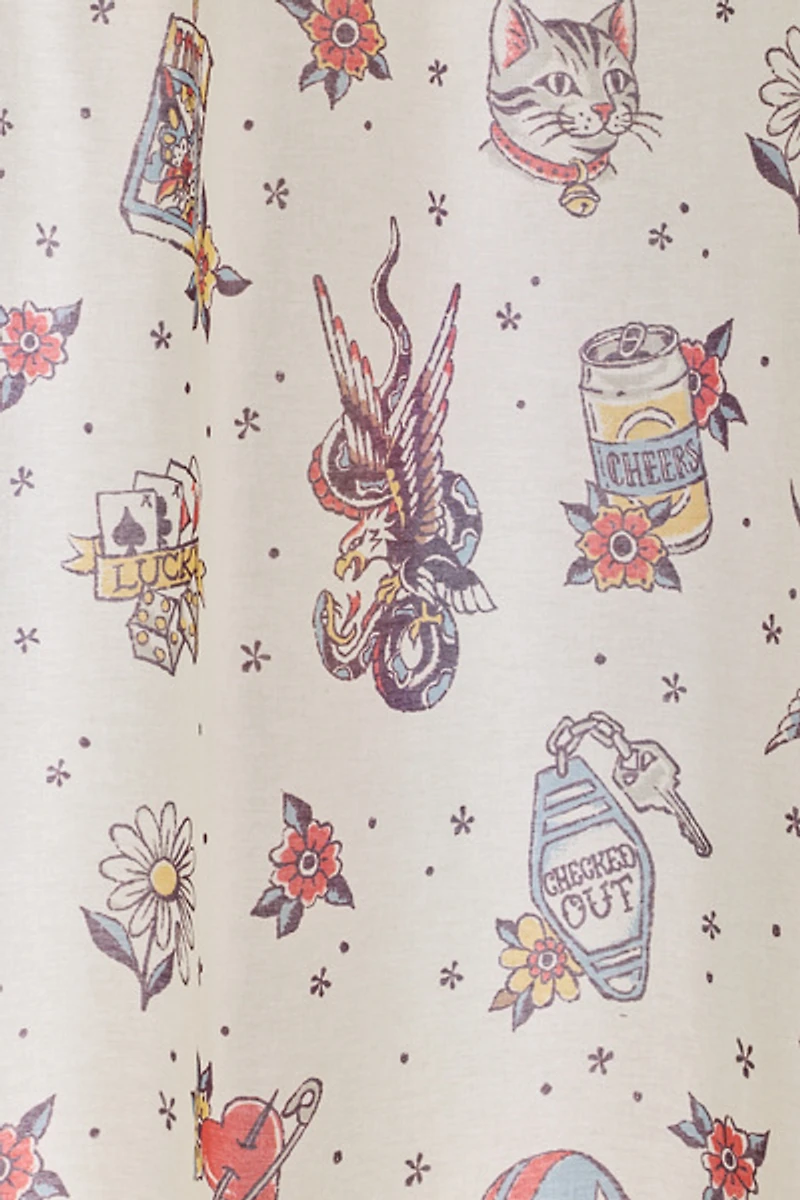 Traditional Tattoo Patterned Shower Curtain