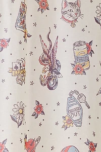 Traditional Tattoo Patterned Shower Curtain