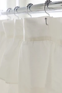 Waterfall Ruffle Cotton Voile Shower Curtain