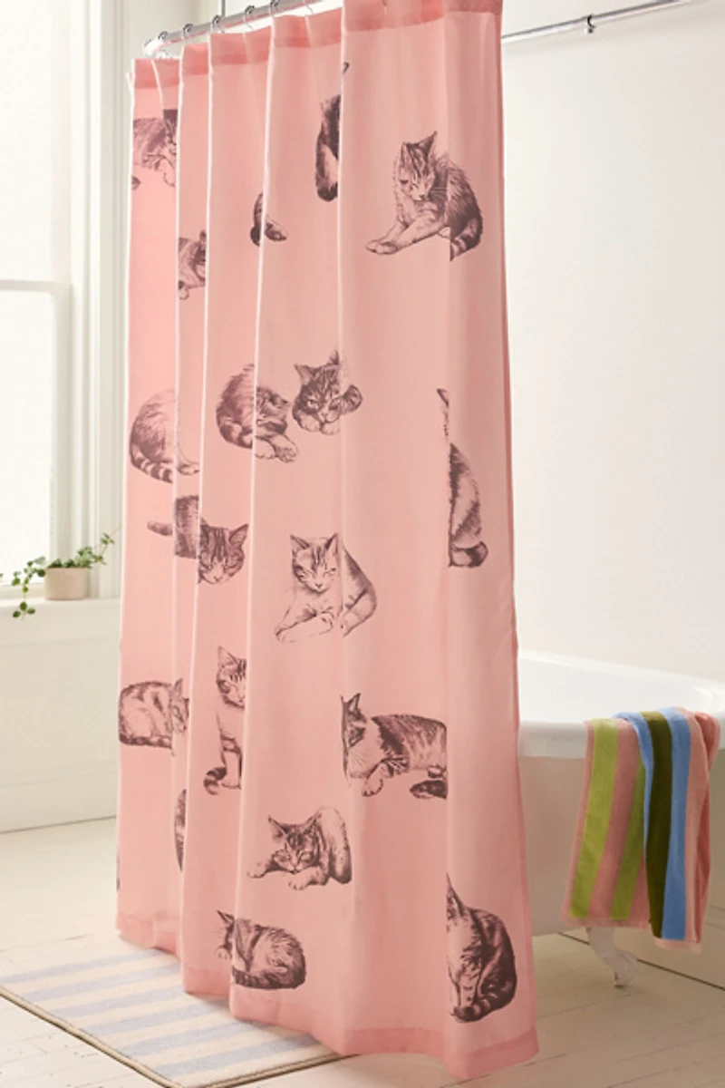Cat Lady Patterned Shower Curtain