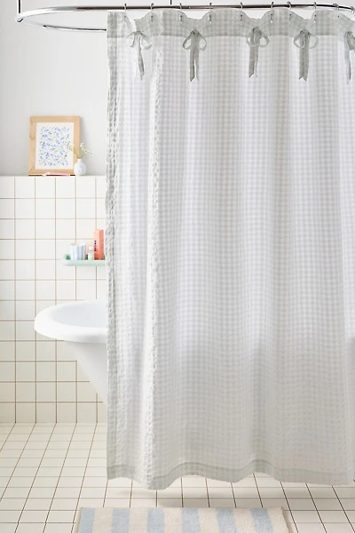 Seersucker Knotted Shower Curtain