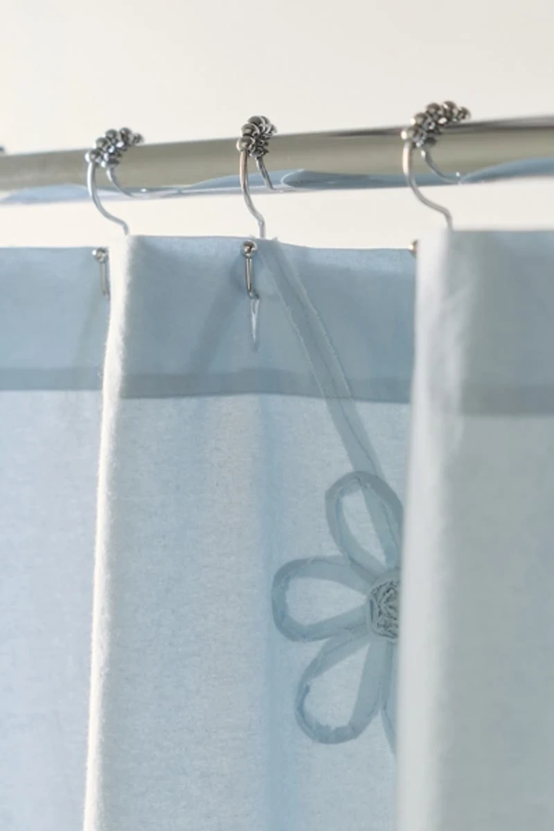 Misty Embroidered Floral Shower Curtain