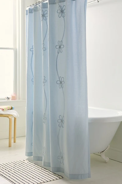 Misty Embroidered Floral Shower Curtain