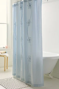 Misty Embroidered Floral Shower Curtain