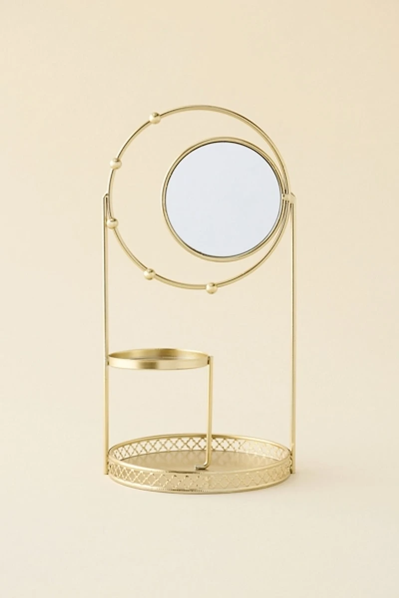 Round Mirror Jewelry Stand